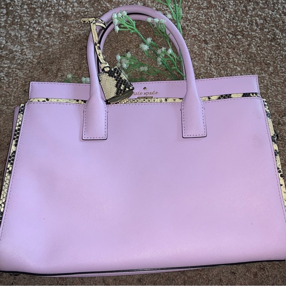 Large Kate Spade Snakeskin & Lavender Purse - Picture 3 of 8